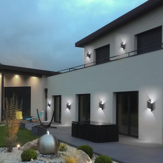 LED Wandleuchte Innen/Außen,10W Außenleuchte Wandlampe,IP65 wasserdichte Aussenleuchte 6000K kaltweiß Aussenleuchten,Modern Up Down Dekorative Wandlichter für Garten,Wohnzimmer,Schlafzimmer Dunkelgrau