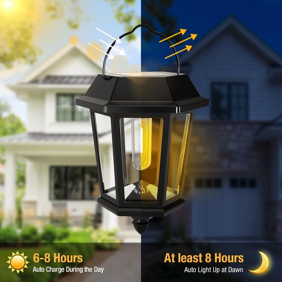 Woolmug 2 Stück Solarlampen für Außen Hängend, Retro Solarlaterne für Außen Wasserdicht, Glas Edelstahl Solarleuchten Garten, Solar Wandleuchte Aussen Gartenleuchten Deko für Garten Wand Terrasse