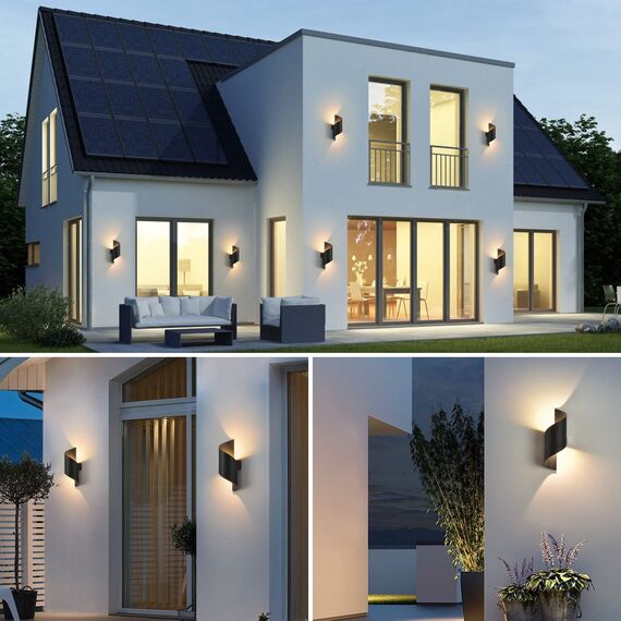 KUKAK LED Wandleuchte Innen/Außen,10W Außenleuchte Wandlampe,IP65 wasserdichte Außenwandleuchte 3000K Warmweiß Wandbeleuchtung,Modern Up Down Dekorative Wandlichter für Garten,Balkon,Wohnzimmer,2PCS