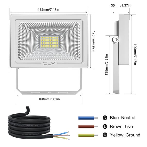 CLY 50W LED Strahler Außen 4300LM Superhell Scheinwerfer Flutlicht IP66 Wasserdicht LED Fluter 6500K Kaltweiß Außenstrahler Außenleuchte für Garage Garten Hinterhof
