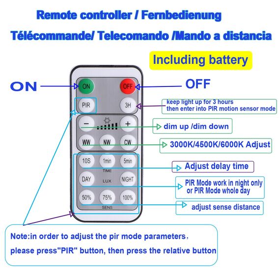 Etrogo 50W LED Strahler mit stecker mit Bewegungsmelder Außen mit Fernbedienung Lichtsenso 3000K Warmweiß 4500K kühlweiß 6000K 5000Lm Dimmbar Leds IP66 Wasserdicht Fluter