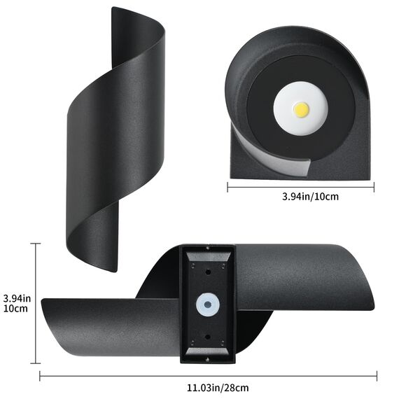 KUKAK LED Wandleuchte Innen/Außen,10W Außenleuchte Wandlampe,IP65 wasserdichte Außenwandleuchte 6000K kaltweiß Wandbeleuchtung,Modern Up Down Dekorative Wandlichter für Garten,Balkon,Wohnzimmer,2PCS