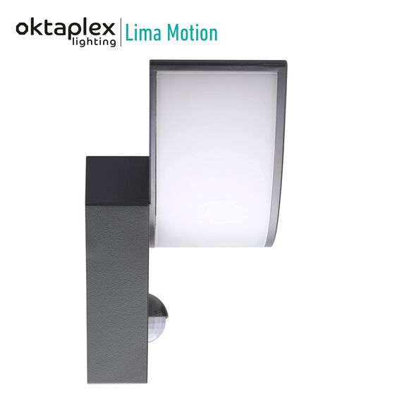 Oktaplex Aussenlampe mit Bewegungsmelder LED warmweiß IP54 Außenleuchte 750lm 10W Wandleuchte anthrazit Außenbeleuchtung 3000K Außenlampe Lima Motion