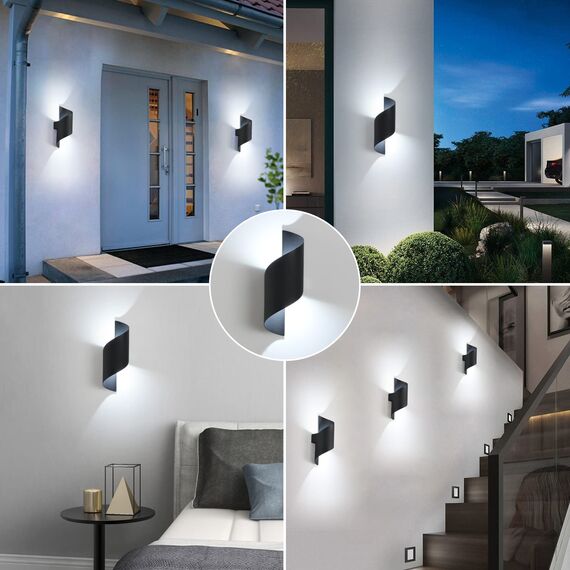 LED Wandleuchte Innen/Außen,10W Außenleuchte Wandlampe,IP65 wasserdichte Außenwandleuchte 6000K kaltweiß Wandbeleuchtung,Modern Up Down Dekorative Wandlichter für Garten,Balkon,Wohnzimmer,Schlafzimmer