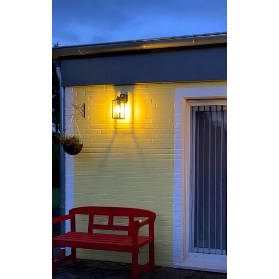 K-Bright Aussenlampe mit Bewegungsmelder, Laterne, Kompatibel mit E27-Glühbirnen Vintage Outdoor Wandlampe, max. 40 Watt, für Terrasse u. Hof Anthrazit(Glühbirne nicht enthalten).
