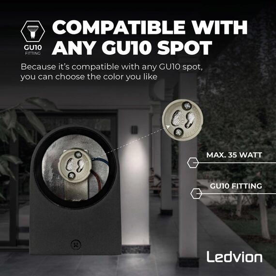 Ledvion - LED Wandlampe Sacramento, GU10 Fassung, IP54, Schwarz, Außenlampe, Außenbeleuchtung, Gartenbeleuchtung, Fassadenbeleuchtung