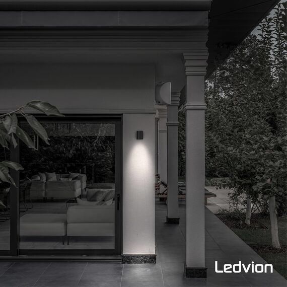 Ledvion - LED Wandlampe Sacramento, GU10 Fassung, IP54, Schwarz, Außenlampe, Außenbeleuchtung, Gartenbeleuchtung, Fassadenbeleuchtung