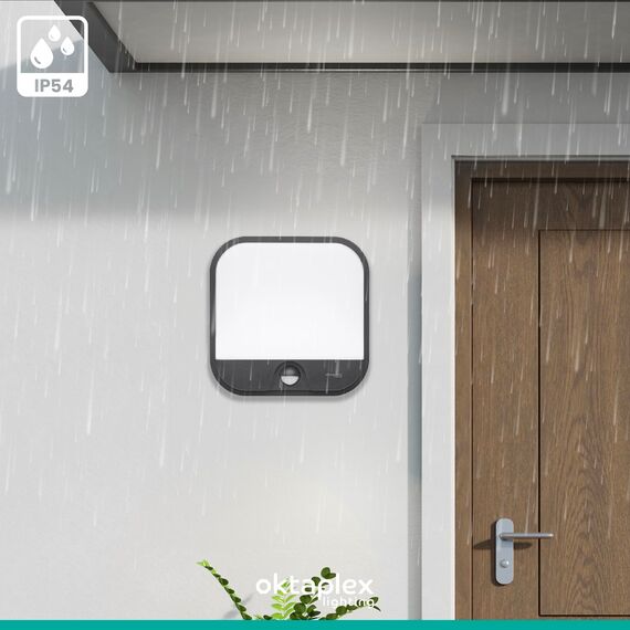 Oktaplex Cera Aussenlampe mit Bewegungsmelder IP54 Außenwandleuchte 3000K warmweiß 1850lm LED Außenleuchte anthrazit 19,5W 230V