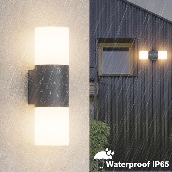 Klighten 2 Stück Außenwandleuchten E27 Up and Down, Wandleuchten Außen/Innen 2 flammig, Wandlampe Anthrazit, IP65 Aussenlampe, Außenleuchte Aluminium, für Eingang Terrass, ohne Leuchtmittel