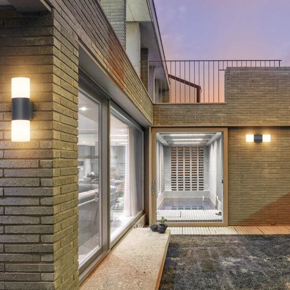 Klighten 2 Stück Außenwandleuchten E27 Up and Down, Wandleuchten Außen/Innen 2 flammig, Wandlampe Anthrazit, IP65 Aussenlampe, Außenleuchte Aluminium, für Eingang Terrass, ohne Leuchtmittel