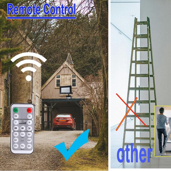 Etrogo 30W LED Strahler mit Bewegungsmelder Außen Fernbedienung 3000LM 6000K 3000K 4500K Dimmbar LED IP66 Wasserdicht für Garten Garage Hof Sportplatz