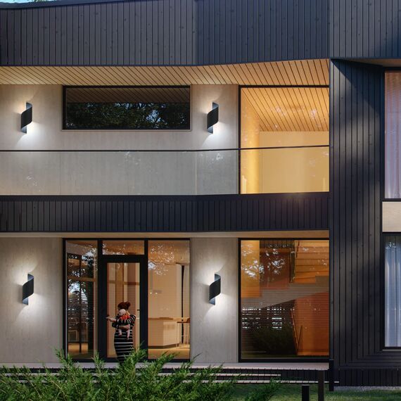 KUKAK LED Wandleuchte Innen/Außen,10W Außenleuchte Wandlampe,IP65 wasserdichte Außenwandleuchte 6000K kaltweiß Wandbeleuchtung,Modern Up Down Dekorative Wandlichter für Garten,Balkon,Wohnzimmer,2PCS