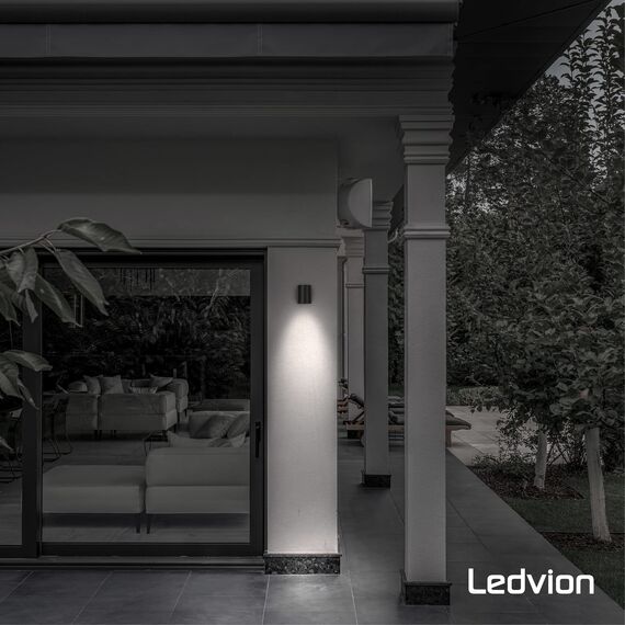 Ledvion - LED Wandlampe Sacramento, GU10 Fassung, IP54, Schwarz, Außenlampe, Außenbeleuchtung, Gartenbeleuchtung, Fassadenbeleuchtung