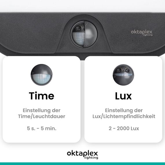 Oktaplex Cera Aussenlampe mit Bewegungsmelder IP54 Außenwandleuchte 3000K warmweiß 1850lm LED Außenleuchte anthrazit 19,5W 230V