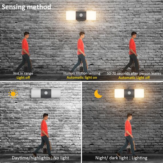 Klighten Wandleuchten E27 Außen/Innen 2 flammig, Dunkelgrau Außenlampe mit Bewegungsmelder, Up and Down Außenleuchte IP54 Aussenlampe, Aluminium Modern Wandlampe für Eingang Terrass, ohne Leuchtmittel