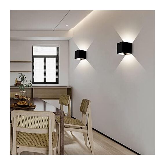 Kingwei 4 Stücke LED Wandleuchten Aussen/Innen 12W Neutralweiß 4000K Wandlampen Auf und ab Einstellbares Lichtstrahl Außenwandleuchten Wasserdichte IP65 Wandbeleuchtung Innen Schwarz