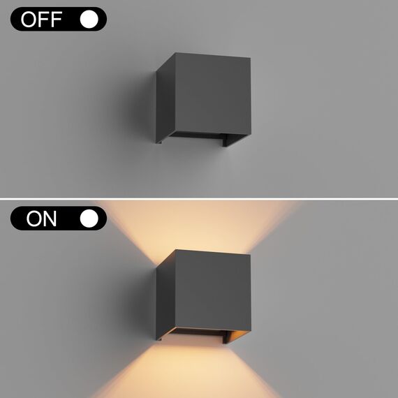 Klighten 4 Pack Wandleuchte mit Austauschbarer G9 LED Lampe Warmweiß 3000K, Aluminium LED Wandlampe Innen/Aussen Einstellbar Abstrahlwinkel aussenbeleuchtung für Wohnzimmer Garten, Dunkelgrau