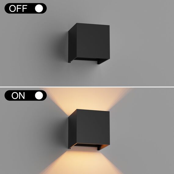 Klighten 4 Stücke Wandleuchte mit Austauschbarer G9 LED Lampe Warmweiß 3000K, Aluminium LED Wandlampe Innen/Aussen Einstellbar Abstrahlwinkel aussenbeleuchtung für Wohnzimmer Garten, Schwarz