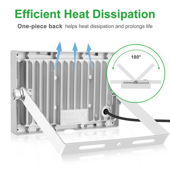 CLY 2 Stück 50 W LED-Strahler für den Außenbereich, LED-Strahler für den Außenbereich, 4300 lm, Sicherheitslicht, wasserdicht IP66, Außenstrahler kaltweiß, 6500 K, für Garten, Flur, Terrasse, Patio