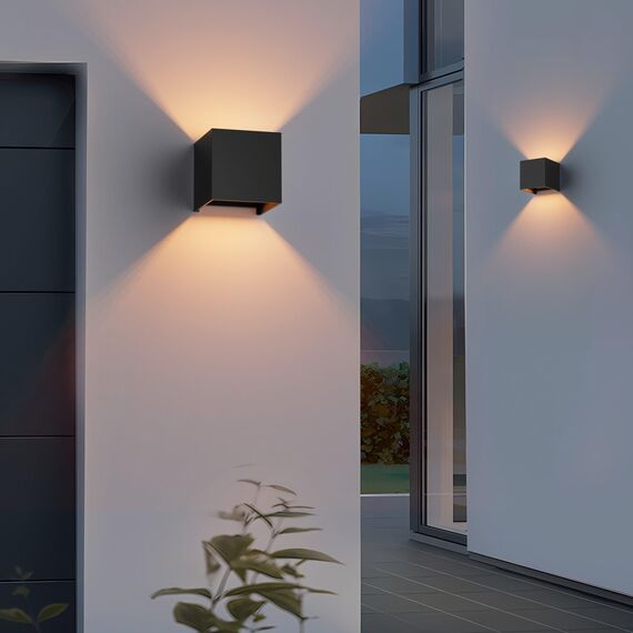 Klighten 4 Stücke Wandleuchte mit Austauschbarer G9 LED Lampe Warmweiß 3000K, Aluminium LED Wandlampe Innen/Aussen Einstellbar Abstrahlwinkel aussenbeleuchtung für Wohnzimmer Garten, Schwarz