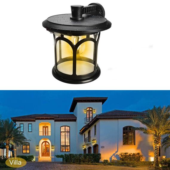 SUBOSI Solarleuchten Solarlampen für Außen Solar Wandlaterne mit Bewegungsmelder, 3 Beleuchtungsmodi, IP65 Wasserdicht Solarlampe für Garten Hof Eingangsbereich Garage Warmweiß