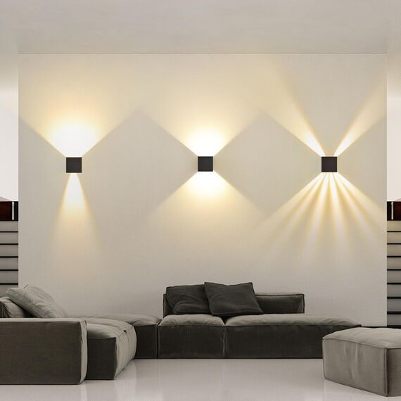 SANSHI LED Wandleuchte Innen/Aussen,12W Lampe Wand,IP65 Wasserdichte Außen Wandlampe,3000K Warmweiß Aussenlampe,Modern Aussenleuchte,Garten Außenleuchte mit Up Down Einstellbar Abstrahlwinkel schwarz