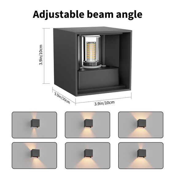Klighten 4 Pack Wandleuchte mit Austauschbarer G9 LED Lampe Warmweiß 3000K, Aluminium LED Wandlampe Innen/Aussen Einstellbar Abstrahlwinkel aussenbeleuchtung für Wohnzimmer Garten, Dunkelgrau