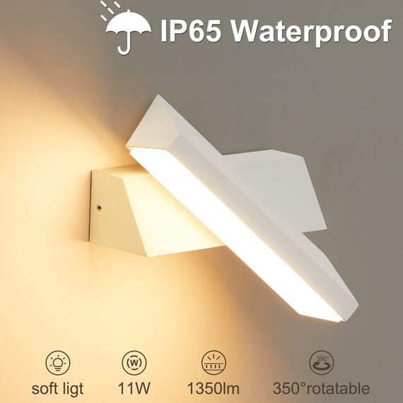 CELAVY LED Wandleuchte Wandlampe aussen - Außenwandleuchte 11W, Modern Außenleuchte Außenlampe Wand, IP65 Aussenleuchte Aluminium Außenbeleuchtung Aussenlampe Haus Balkon Terrasse Außen 2700K, Weiß