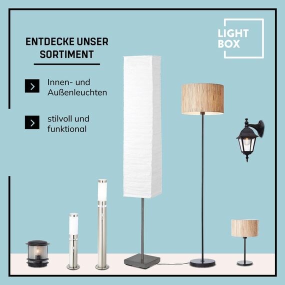 Lightbox Außen Wandlampe - 38 x 15 cm - Spritzwassergeschützte Outdoor Wandleuchte mit Dämmerungsschalter & LED-Kranz & einstellbarem Bewegungsmelder - aus Metall/Kunststoff - in Edelstahl