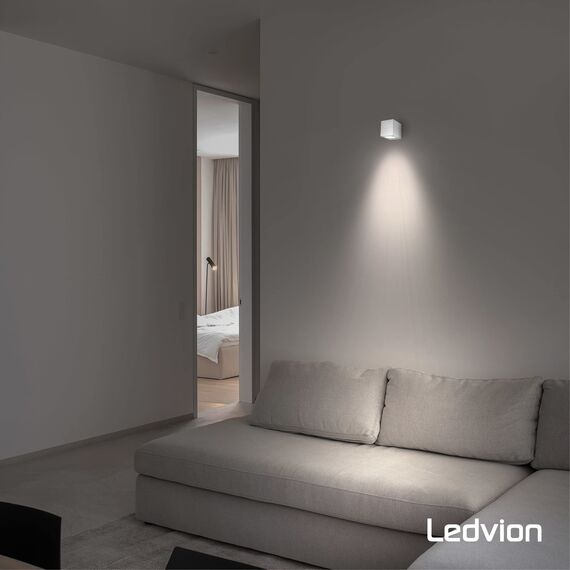 Ledvion Hydra, LED Wandleuchte Außen Weiß Kubus, Für Ein GU10 Down, Außenwandleuchte, Wandlampe, Außenlampe, IP54