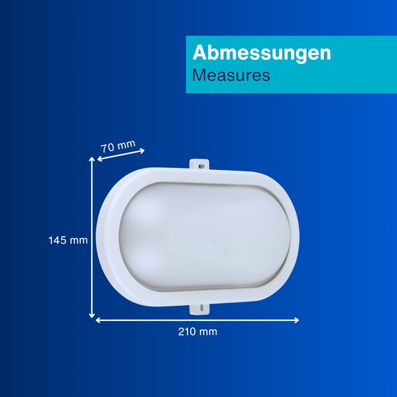 REV Kellerlampe - Feuchtraumleuchte LED oval (10W, 800lm, IP44), einsetzbar als Decken- oder Wandlampe, Feuchtraumlampe, weiß