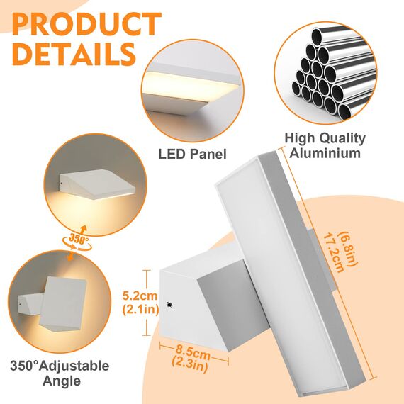 CELAVY LED Wandleuchte Wandlampe aussen - Außenwandleuchte 11W, Modern Außenleuchte Außenlampe Wand, IP65 Aussenleuchte Aluminium Außenbeleuchtung Aussenlampe Haus Balkon Terrasse Außen 2700K, Weiß