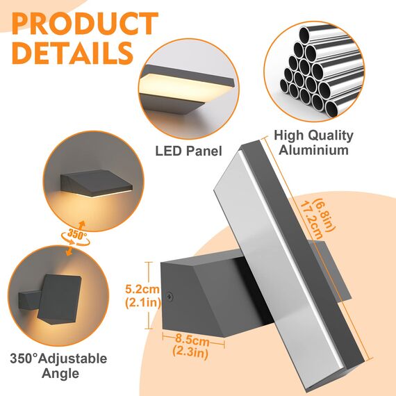 CELAVY LED Wandleuchte Wandlampe aussen - Außenwandleuchte 11W, Modern Außenleuchte Außenlampe Wand, IP65 Aussenleuchte Aussenbeleuchtung Ausenbeleutung Hauswand Balkon Terrasse Warmweiß, Grau