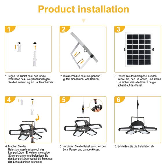 SUBOSI Solarlampen Solar Hängelampen für Außen Innen,160LED 1200LM 6 Modi Solarleuchte mit Fernbedienung Bewegungsmelder IP65 Wasserdichte Solar Wandleuchte Solarpanel Licht,120°Beleuchtungswinkel