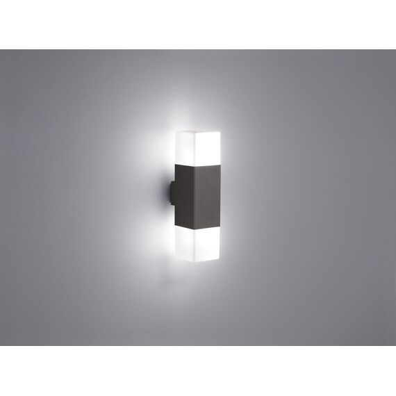 Trio Leuchten LED Außen-Wandleuchte, Aluminiumguss, inklusiv 2 x E14, 4 W, Höhe 33 cm, anthrazit 220060242