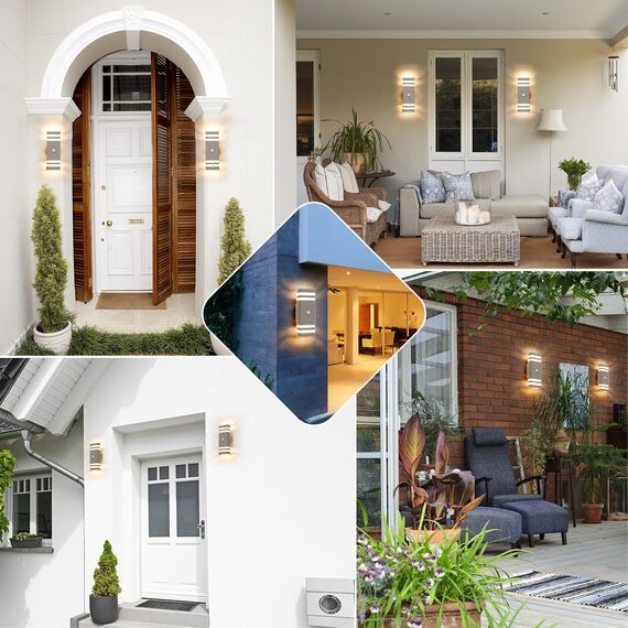 CELAVY Aussenlampe Außenlampe mit Bewegungsmelder - LED GU10 Außenleuchte Aussenleuchte Wand IP65 Up Down Wandleuchte Wandlampe Lampe aussen, Aussenbeleuchtung Außenwandleuchte Hauswand, Hellgrau