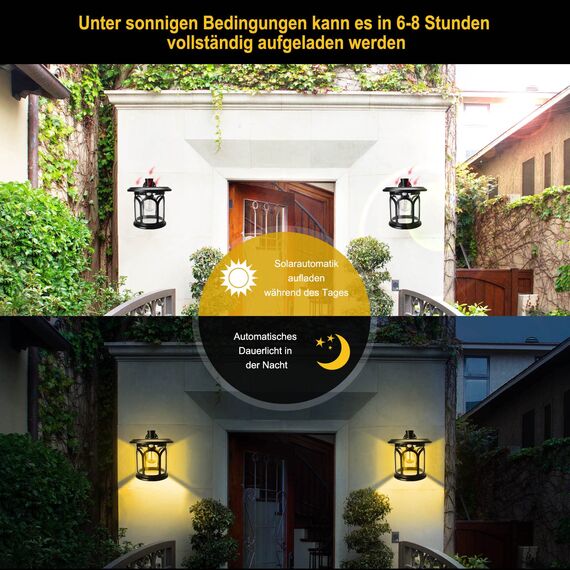 SUBOSI Solarleuchten Solarlampen für Außen Solar Wandlaterne mit Bewegungsmelder, 3 Beleuchtungsmodi, IP65 Wasserdicht Solarlampe für Garten Hof Eingangsbereich Garage Warmweiß