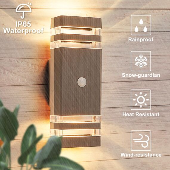 CELAVY Aussenlampe Außenlampe mit Bewegungsmelder - LED GU10 Außenleuchte Aussenleuchte Wand IP65 Up Down Wandleuchte Wandlampe Lampe aussen außen, Aussenbeleuchtung Ausenbeleutung Hauswand, Bronze