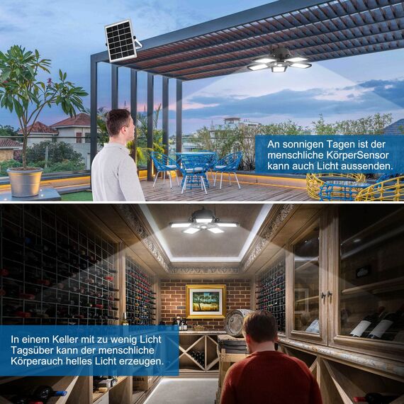 SUBOSI Solarlampen Solar Hängelampen für Außen Innen,160LED 1200LM 6 Modi Solarleuchte mit Fernbedienung Bewegungsmelder IP65 Wasserdichte Solar Wandleuchte Solarpanel Licht,120°Beleuchtungswinkel