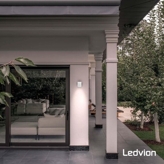 Ledvion Hydra, LED Wandleuchte Außen Weiß Kubus, Für Ein GU10 Down, Außenwandleuchte, Wandlampe, Außenlampe, IP54