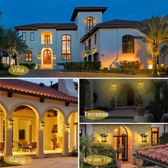 SUBOSI Solarleuchten Solarlampen für Außen Solar Wandlaterne mit Bewegungsmelder, 3 Beleuchtungsmodi, IP65 Wasserdicht Solarlampe für Garten Hof Eingangsbereich Garage Warmweiß