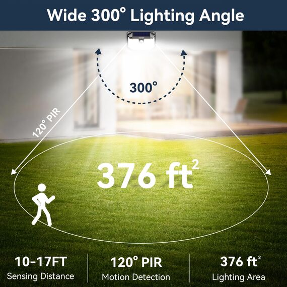 TECKNET Solarlampen für Außen mit Bewegungsmelder 4 Stück, 231 LED Aussenleuchte Solar IP65 Wasserdicht Solarleuchte 3 Modi Strahler mit Fernbedienung, Solar lampe outdoor für Garten Garage Aussen
