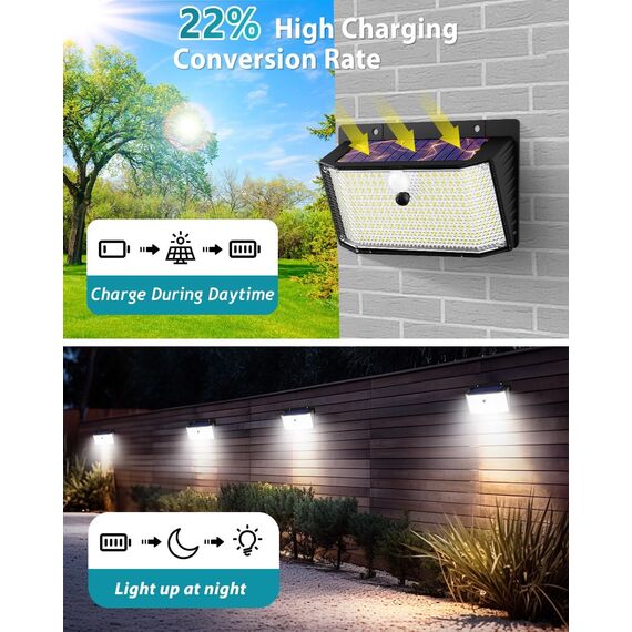 kolpop Solarlampen für Außen mit Bewegungsmelder, 2 Stück 208 LED Solarleuchten für Außen, 220° Solar Aussenleuchte mit Bewegungsmelder Aussen 3 Modi IP65 Wasserdichte Solarlampe für Garten Garage