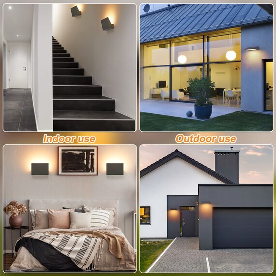 CELAVY LED Wandleuchte Wandlampe aussen - Außenwandleuchte 11W, Modern Außenleuchte Außenlampe Wand, IP65 Aussenleuchte Aussenbeleuchtung Ausenbeleutung Hauswand Balkon Terrasse Warmweiß, Grau