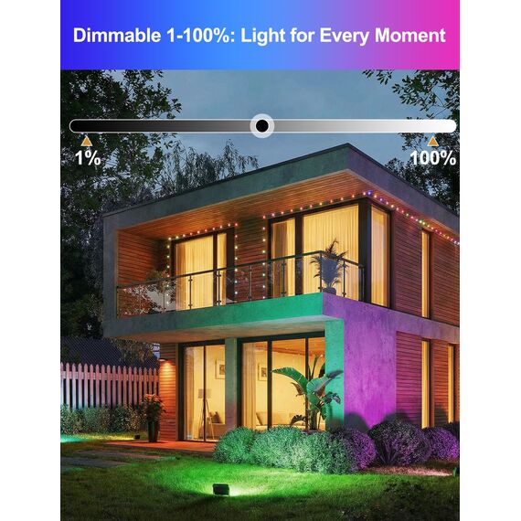 HEKEE Rgb Led Strahler Außen, Farbwechsel 50W, DIY-Blitzmodus, RGBW Led Fluter, Timer, Bluetooth IP66 wasserdicht