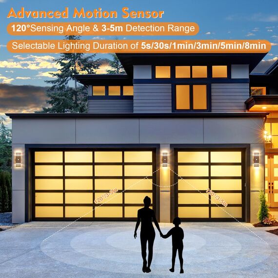 CELAVY Aussenlampe Außenlampe mit Bewegungsmelder - LED GU10 Außenleuchte Aussenleuchte Wand IP65 Up Down Wandleuchte Wandlampe Lampe aussen außen, Aussenbeleuchtung Ausenbeleutung Hauswand, Bronze