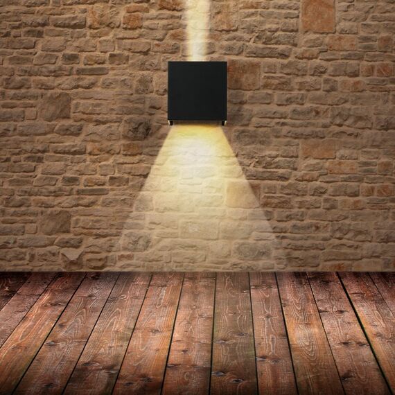 ETiME 12W LED Wandleuchte Außen Wandlampe Wasserdicht Mit Einstellbar Abstrahlwinkel IP65 LED Wandbeleuchtung Innen & Außen Warmweiß (Schwarz 12W)