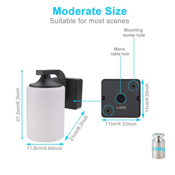 LASIDE Aussenleuchte Aussenlampe Wand, Anthrazit Grau Aluminium E27 Glaslaterne Außenlampe Außenleuchte, IP44 Spritzwassergeschützt Wandlampe Wandleuchte Lampe Aussen Außen Leuchte für Garten Terrasse