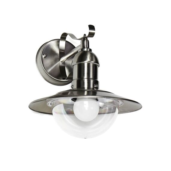 Licht-Erlebnisse Außenwandleuchte Metall Kunstglas in Silber IP44 Garten Terrasse B:24 cm E27 Rustikal Maritime Outdoor Wandlampe Balkon OSLO