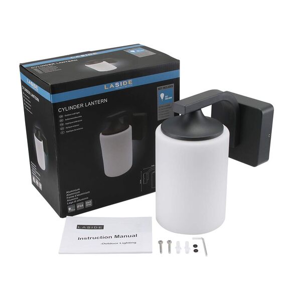 LASIDE Aussenleuchte Aussenlampe Wand, Anthrazit Grau Aluminium E27 Glaslaterne Außenlampe Außenleuchte, IP44 Spritzwassergeschützt Wandlampe Wandleuchte Lampe Aussen Außen Leuchte für Garten Terrasse